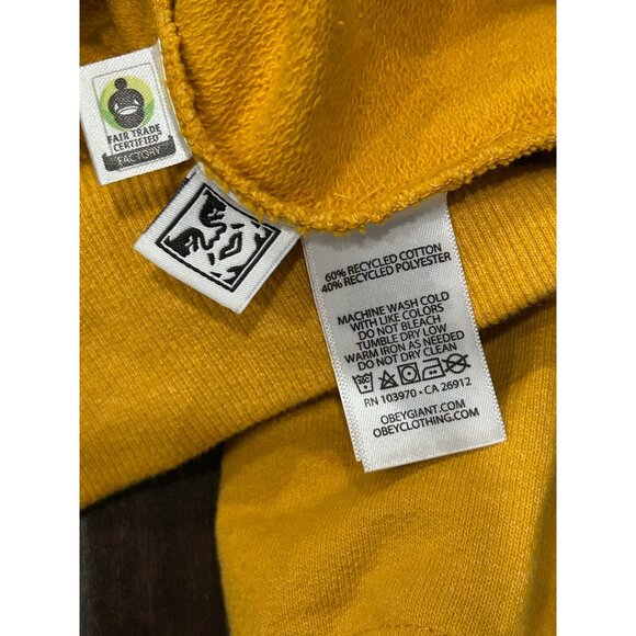 Obey Mustard Yellow Recycled Cotton/Polyester Hoodie XS - Picture 6 of 8